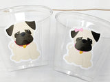 PUG PARTY Cups - Pug Cups Pug Birthday Cups Pug Dog Party Cups Puppy Party Cups Dog Birthday Party Puppy Party Decorations Dog Party Favors