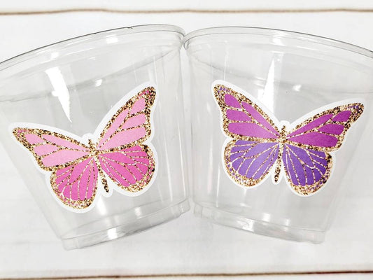 BUTTERFLY PARTY CUPS -Pink Butterfly Cups Butterfly Birthday Party Butterfly Party Favors Butterfly Party Decorations Butterfly Birthday Cup