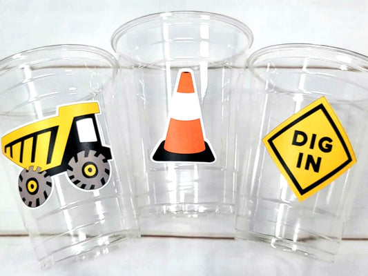 CONSTRUCTION PARTY CUPS - Dig In Party Cups Construction Truck Cups Construction Birthday Construction Party Construction Decorations