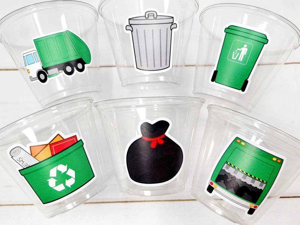 GARBAGE TRUCK PARTY Cups - Garbage Truck Treat Cups Garbage Truck Party Favors Garbage Truck Birthday Favors Trash Garbage Birthday