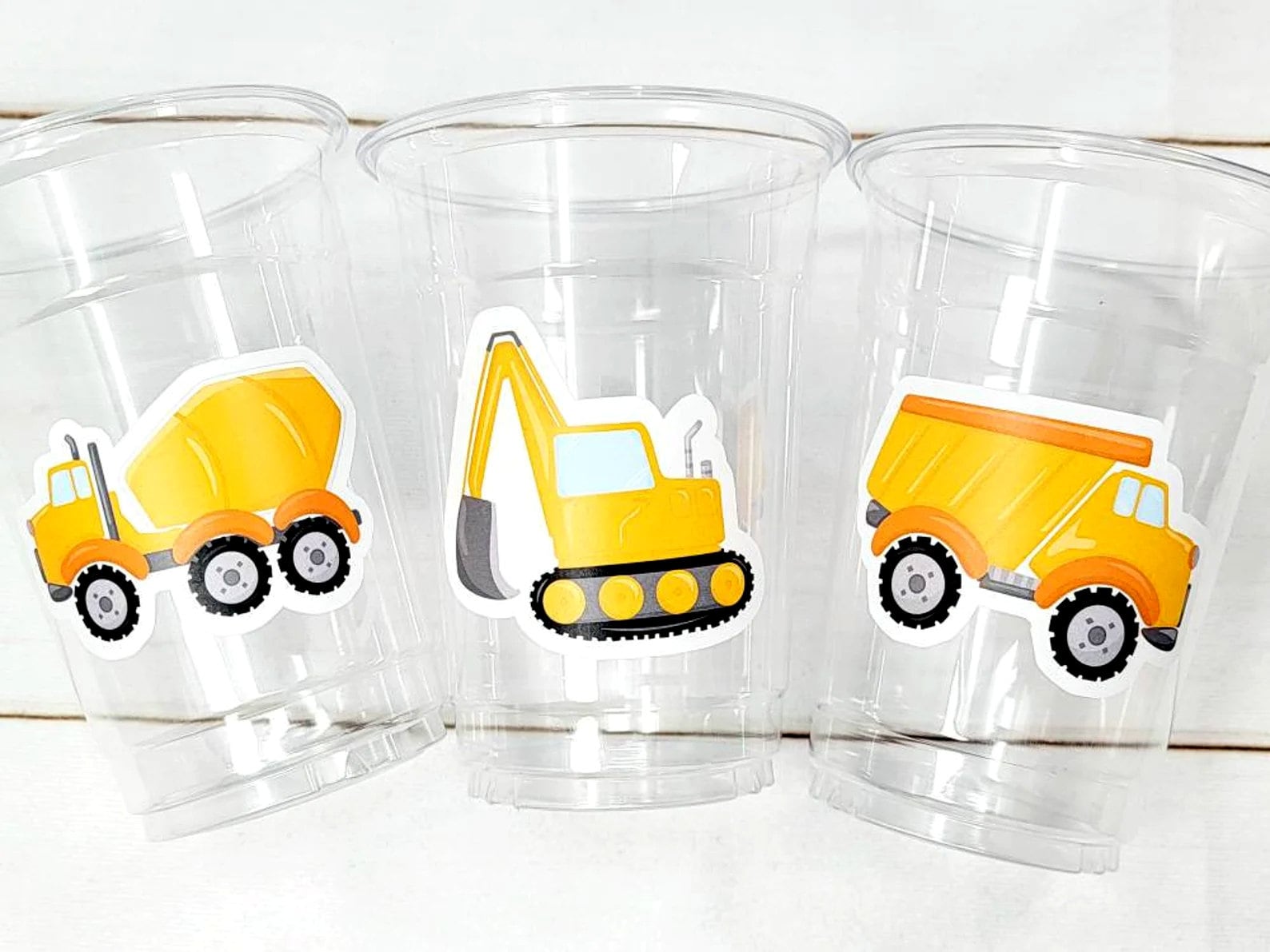 CONSTRUCTION PARTY CUPS - Construction Truck Cups Construction Truck Cups Construction Birthday Construction Party Construction Decorations