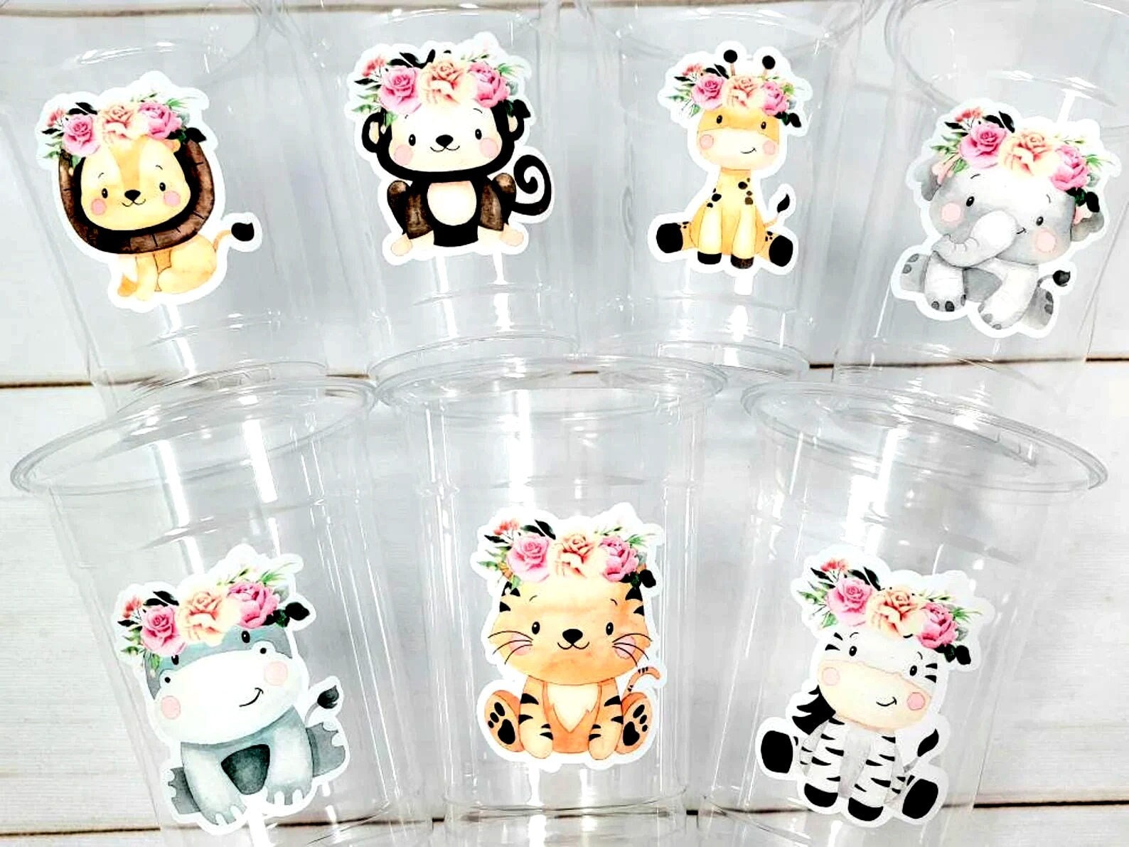 GIRL SAFARI PARTY Cups - Safari Birthday Cups Safari Birthday Safari Party Safari Decorations Safari Baby Shower Safari Favors Jungle Party