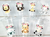 GIRL SAFARI PARTY Cups - Safari Birthday Cups Safari Birthday Safari Party Safari Decorations Safari Baby Shower Safari Favors Jungle Party