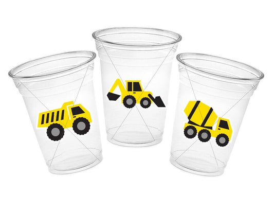 CONSTRUCTION PARTY CUPS - Construction Truck Cups Construction Truck Cups Construction Birthday Construction Party Construction Decorations