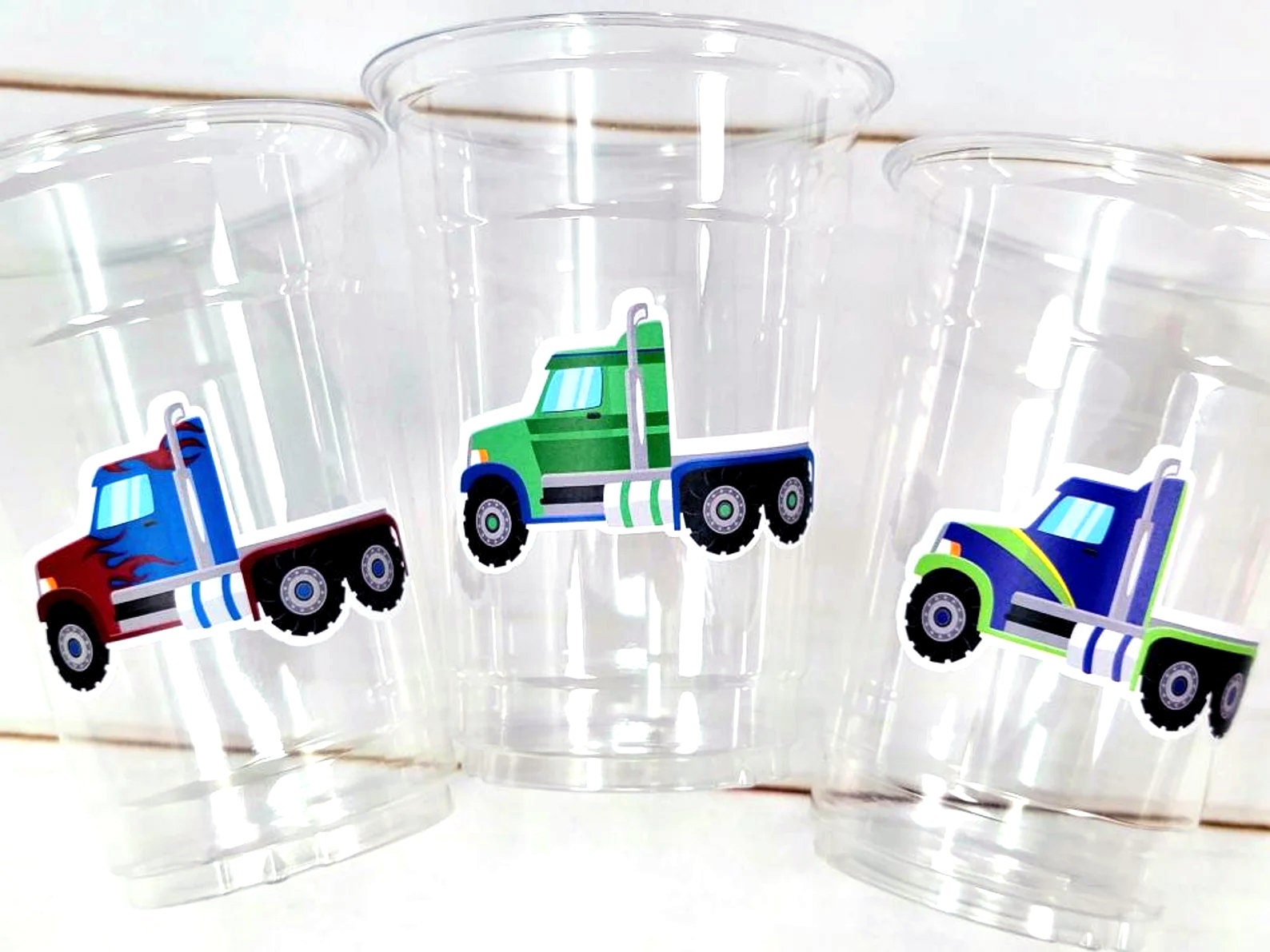 SEMI TRUCK PARTY Cups - Semi Truck Treat Cups Semi Truck Birthday Semi Truck Party Semi Truck Party Favors, Semi Truck Cup Semi Truck Favors