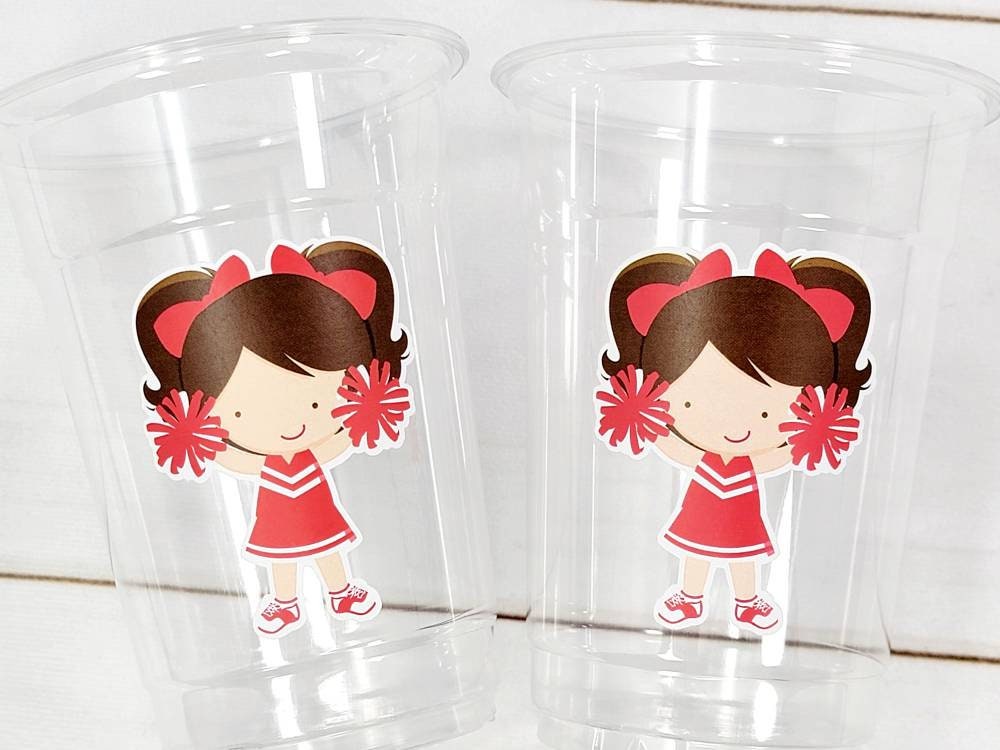 CHEERLEADER PARTY CUPS - Cheer Party Cups Cheerleader Party Cups Cheer Birthday Party Cheer Party Favors Cheer Baby Shower Cups Cheer Squad