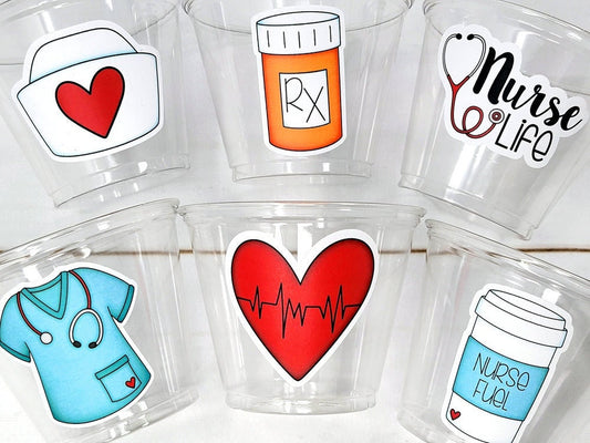 NURSING PARTY CUPS - Doctor Party Cups Nurse Party Cups Nursing Party Rn Party Decorations Medical School Party Nurse Graduation Party Meds