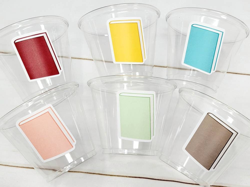 BOOK PARTY CUPS -Book Birthday Cups Book Baby Shower Book Party Favors Book Baby Shower Favors School Party Cups Teacher Gift Back to School