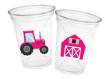 GIRL FARM PARTY Cups - Tractor Party Cups Farm Barn Cups Farm First Birthday Farm Baby Shower Barnyard Party Farm Birthday Decorations Farm