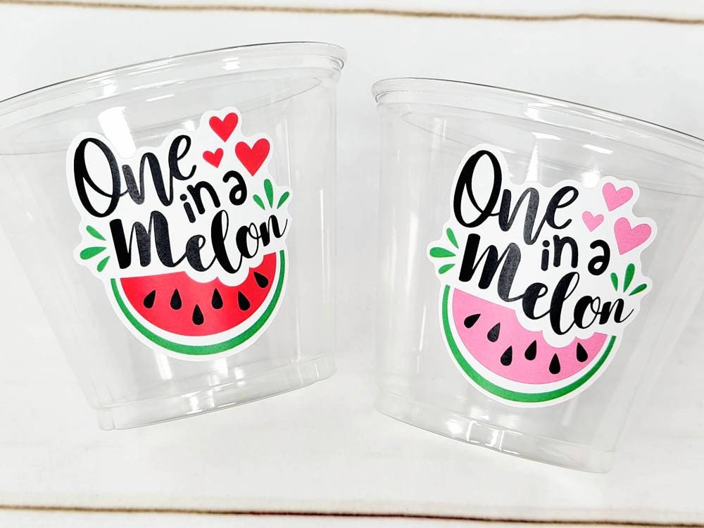 WATERMELON PARTY CUPS - Watermelon Party Favors Watermelon Treat Cups Watermelon Birthday One in a Melon First Birthday 1st Birthday