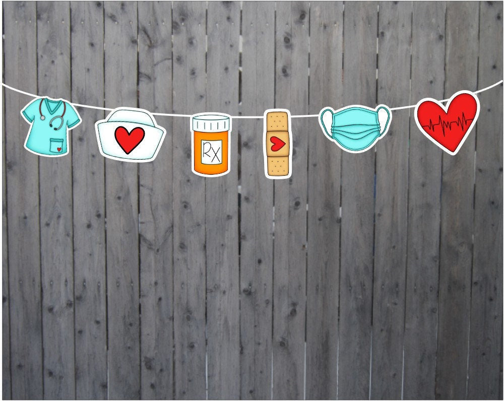 Medicine Garland, Nurse Banner, Nursing Banner, Nurse Garland, Doctor Garland, Doctor Banner, RN Banner, Nurse Graduation, Nurse Party Decor