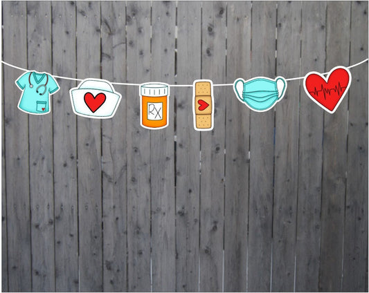 Medicine Garland, Nurse Banner, Nursing Banner, Nurse Garland, Doctor Garland, Doctor Banner, RN Banner, Nurse Graduation, Nurse Party Decor