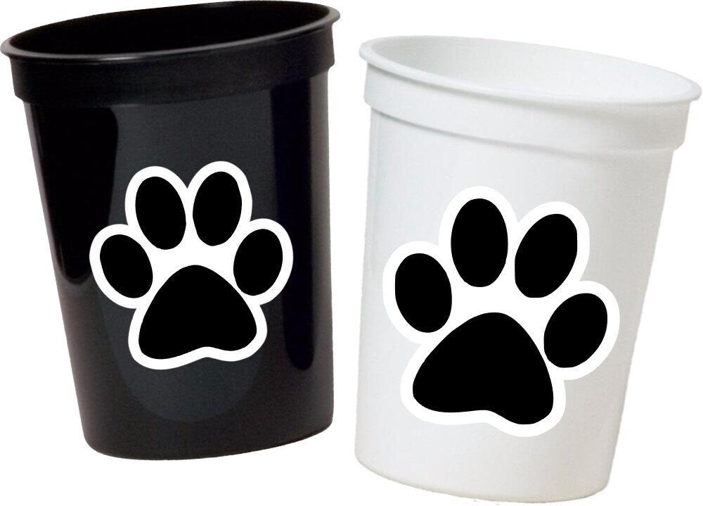 PAW PRINT PARTY Cups - Dog Party Cups Paw Cups Puppy Party Cups Dog Birthday Party Puppy Birthday Party Puppy Party Decorations Black Paw