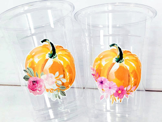 PUMPKIN PARTY CUPS - Little Pumpkin First Birthday Decoration Little Pumpkin Party Fall Baby Shower Fall Party Cups Thanksgiving Cups Little