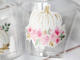 PINK PUMPKIN PARTY Cups - Pink Pumpkin Party Pink and Gold Pumpkin Cups Little Pumpkin Fall Baby Shower Pink Pumpkin Little Pumpkin Cups