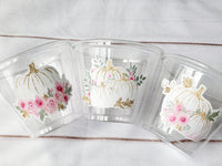 PINK PUMPKIN PARTY Cups - Pink Pumpkin Party Pink and Gold Pumpkin Cups Little Pumpkin Fall Baby Shower Pink Pumpkin Little Pumpkin Cups