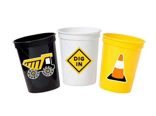 CONSTRUCTION PARTY CUPS - Construction Truck Cups Construction Truck Cups Construction Birthday Construction Party Construction Decorations