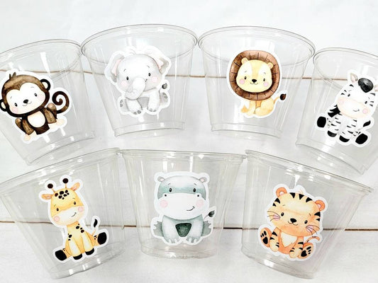 SAFARI PARTY CUPS Safari Birthday Cups Safari Birthday Safari Party Safari Decorations Safari Baby Shower Safari Favors Jungle Party Cups