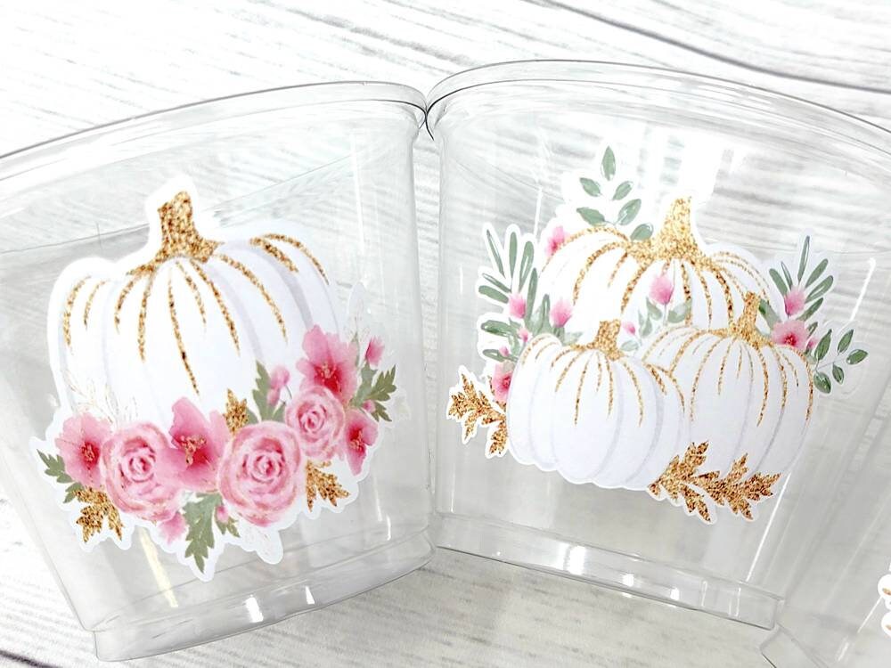 PINK PUMPKIN PARTY Cups - Pumpkin Party Cups Pink and Gold Pumpkin Cups Little Pumpkin Fall Baby Shower Pink Pumpkin Little Pumpkin Cups