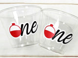 FISHING PARTY CUPS - Fishing Birthday Fishing First Birthday Party The Big One Fishing Bobber Decorations Gone Fishing Party Fish Bait Cups