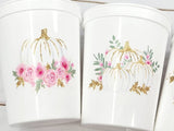 PINK PUMPKIN PARTY Cups - Reusable Pink Pumpkin Party Pink and Gold Pumpkin Cups Little Pumpkin Fall Baby Shower Pink Pumpkin Little Pumpkin