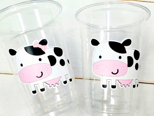 COW PARTY CUPS - Cow Cups Cow Birthday Cups Farm Animal Cups Cow Party Favors Farm Cow Baby Shower Cow First Birthday Cow Party Decorations