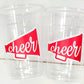 CHEERLEADING PARTY CUPS - Cheer Party Cups Cheerleader Party Cups Cheer Birthday Party Cheer Party Favors Cheer Baby Shower Cups Cheer Squad