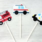 Emergency Vehicles Cupcake Toppers, Firetruck Cupcake Toppers, Ambulance Cupcake Toppers, Police Car Cupcake Toppers