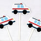 Ambulance Cupcake Toppers, Ambulance Cupcake Picks, Cupcake Toppers