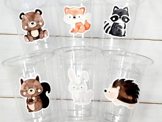 WOODLAND PARTY Cups- Woodland Cups Woodland Animals Woodland Decorations Woodland Birthday Woodland Baby Shower Woodland Birthday Party