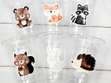 WOODLAND PARTY Cups- Woodland Cups Woodland Animals Woodland Decorations Woodland Birthday Woodland Baby Shower Woodland Birthday Party