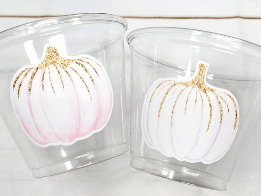 PUMPKIN PARTY CUPS - Pink Little Pumpkin First Birthday Decoration Little Pumpkin Party Fall Baby Shower Fall Party Cups Thanksgiving Cups