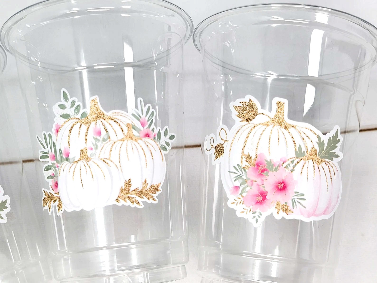 PINK PUMPKIN PARTY Cups - Little Pumpkin First Birthday Decoration Little Pumpkin Party Fall Baby Shower Fall Party Cups Thanksgiving Cups