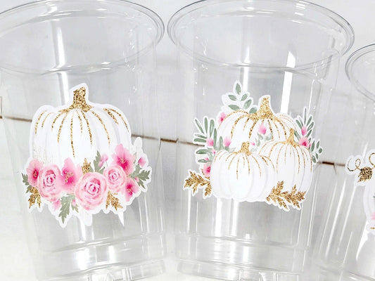 PINK PUMPKIN PARTY Cups - Little Pumpkin First Birthday Decoration Little Pumpkin Party Fall Baby Shower Fall Party Cups Thanksgiving Cups