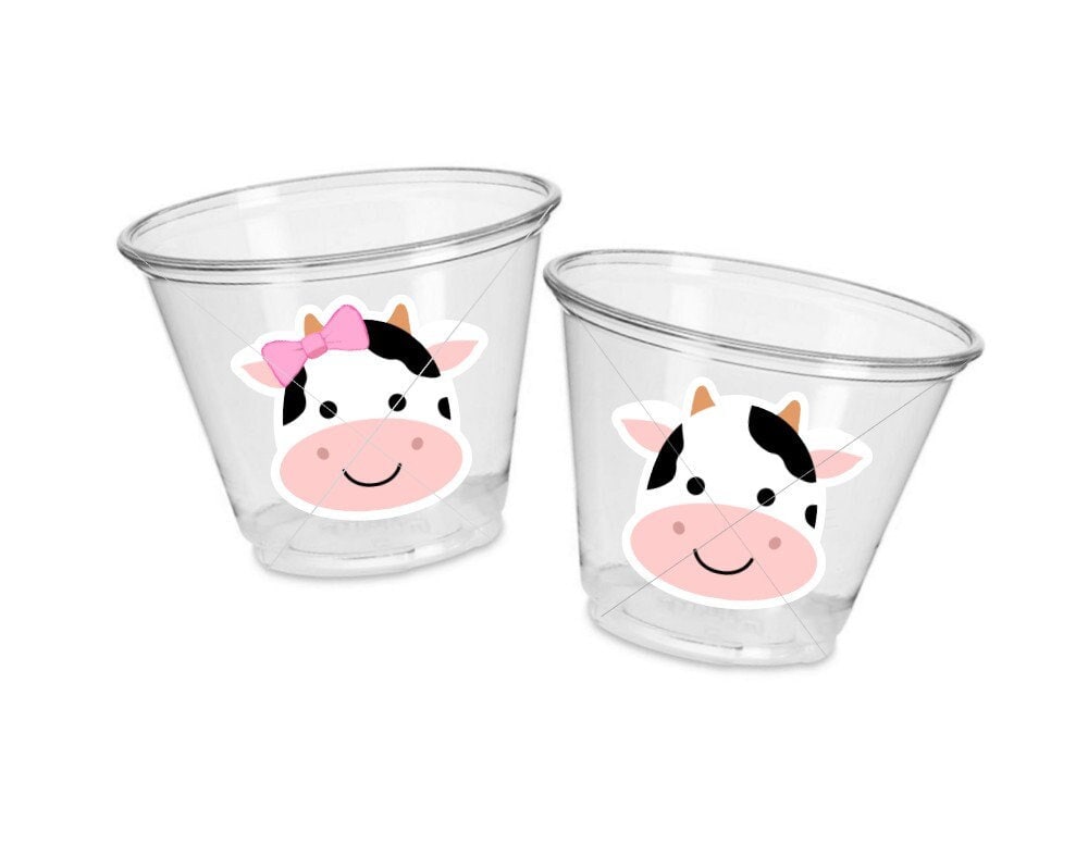 COW PARTY CUPS - Cow Cups Cow Birthday Cups Farm Animal Cups Cow Party Favors Farm Cow Baby Shower Cow First Birthday Cow Party Decorations
