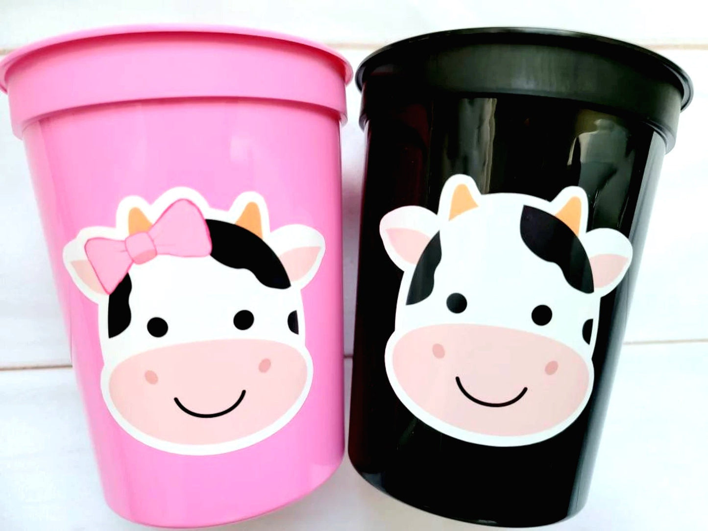 FARM ANIMAL CUPS - Cow party cups Cow Birthday Cups Cow Party Favors Cow Cups Cow Party Supplies Cow Reusable Cups Cow Baby Shower Cups Cows