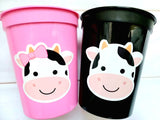 FARM ANIMAL CUPS - Cow party cups Cow Birthday Cups Cow Party Favors Cow Cups Cow Party Supplies Cow Reusable Cups Cow Baby Shower Cups Cows