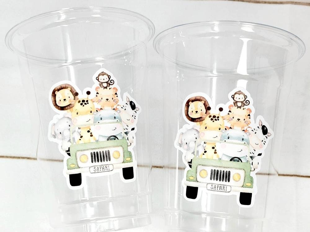 SAFARI PARTY CUPS - Safari Birthday Cups Safari Birthday Safari Party Safari Decorations Safari Baby Shower Safari Favors Jungle Party Cups