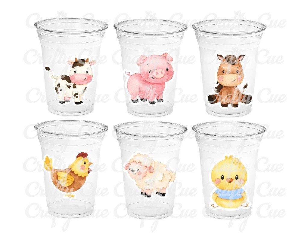 FARM PARTY Cups - Farm Cups Farm Animal Cups Farm First Birthday Farm Baby Shower Barnyard Party Farm Birthday Decorations Farm Party Favors