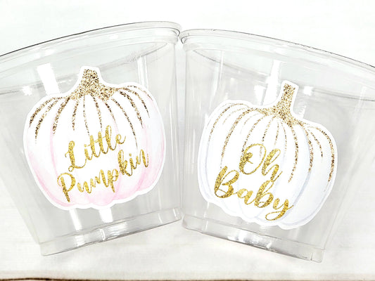 LITTLE PUMPKIN PARTY cups Oh Baby Pumpkin Party Cups Little Pumpkin Oh Baby First Birthday Decoration Little Pumpkin Party Fall Baby Shower