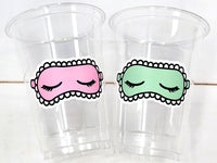SLUMBER PARTY CUPS - Sleepover party cups Pajama Party Cups Sleeping Mask Cups Slumber Party Favors Sleepover Decorations Party Supplies