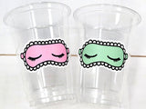 SLUMBER PARTY CUPS - Sleepover party cups Pajama Party Cups Sleeping Mask Cups Slumber Party Favors Sleepover Decorations Party Supplies