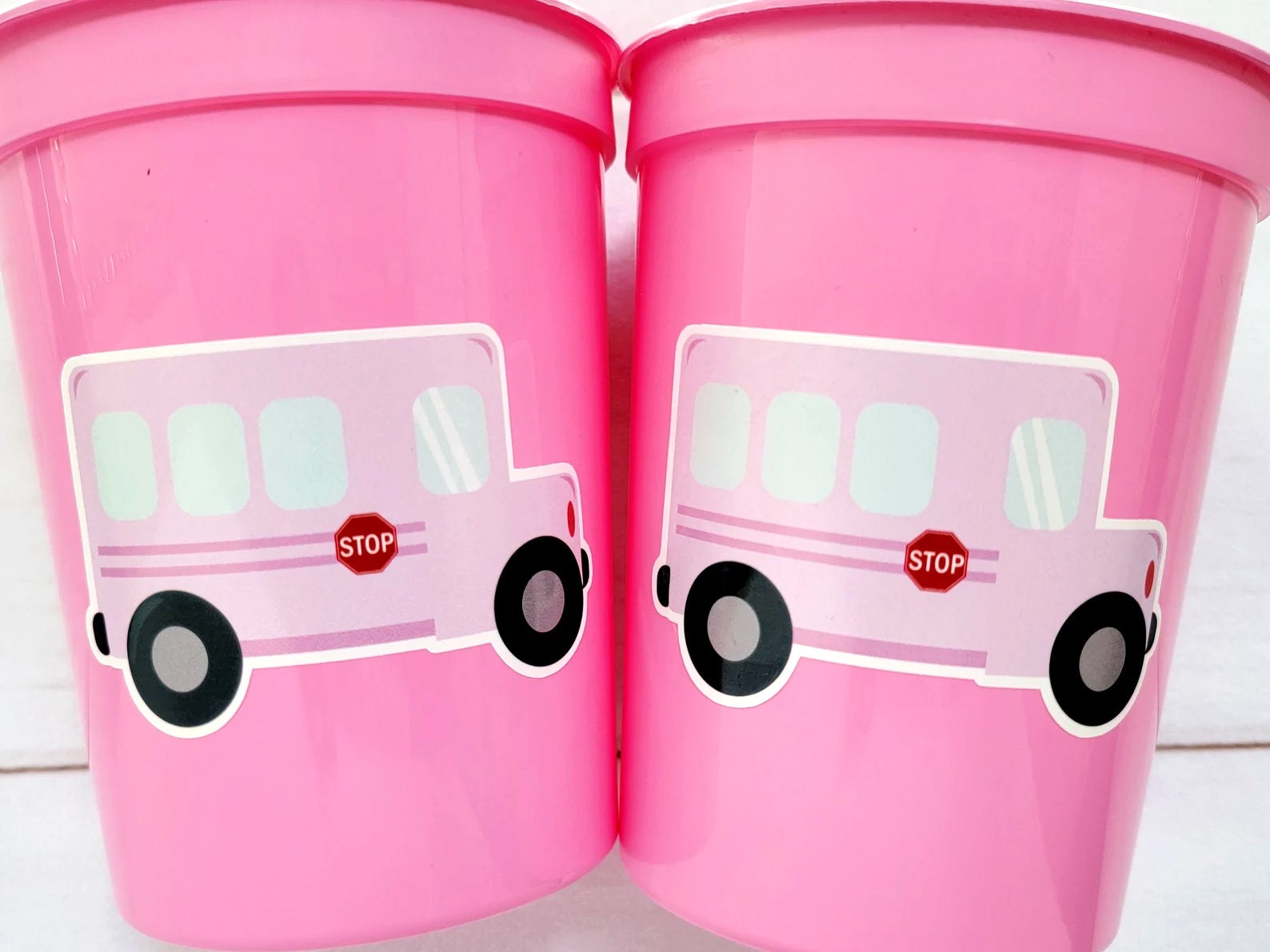 School Bus Party Cups - Reusable School Cups School Bus Birthday School Bus Party School Bus Favors Teachers Gift for Teacher Back To School