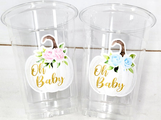 Oh Baby Pumpkin Party Cups Little Pumpkin Oh Baby First Birthday Decoration Little Pumpkin Party Fall Baby Shower Pumpkin Gender Reveal Cups