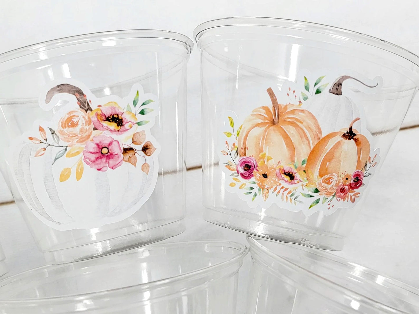 FALL PUMPKIN PARTY Cups - Little Pumpkin Cups Fall Baby Shower Cups Pink Pumpkin Fall Baby shower White Pumpkin Party Cups Party Favors