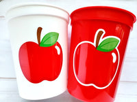 APPLE Cups, Apple, Birthday, Apple Party, Teacher Party, Back to School Cups, School Party, School Decorations, Teacher's Gift, Snack Cups
