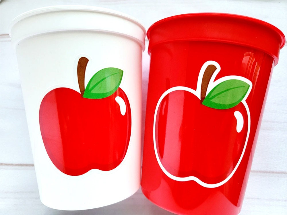 Apple Party Cups, Teacher Gift Cups, Back to School Party Cups, Apple Birthday Cups, School Snack Cups, Teacher Party Decorations Apple Cups