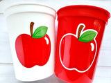 APPLE Cups, Apple, Birthday, Apple Party, Teacher Party, Back to School Cups, School Party, School Decorations, Teacher's Gift, Snack Cups