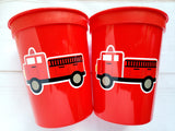 Firetruck Party Cups, Firetruck Treat Cups, Firetruck Party Favors, Firetruck Birthday Favors, Fire Truck Party Favors, Fire truck Birthday