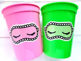 SPA PARTY CUPS - Sleepover party cups Pajama Party Cups Sleeping Mask Cups Slumber Party Favors Sleepover Decorations Party Supplies
